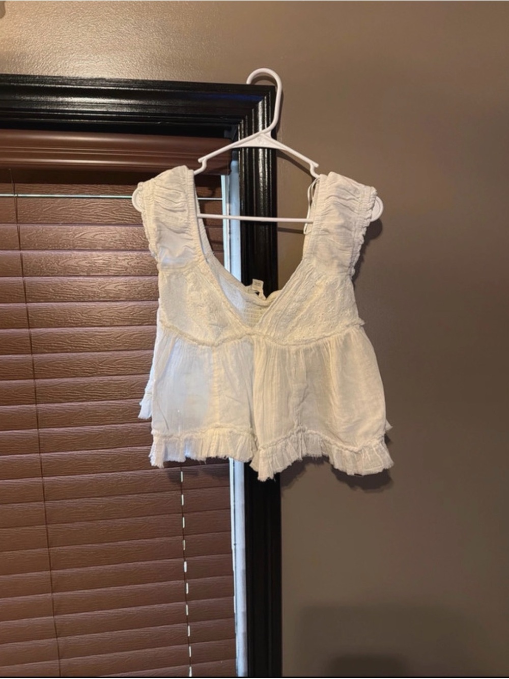 Aeropostale White Ruffled Cotton Camisole